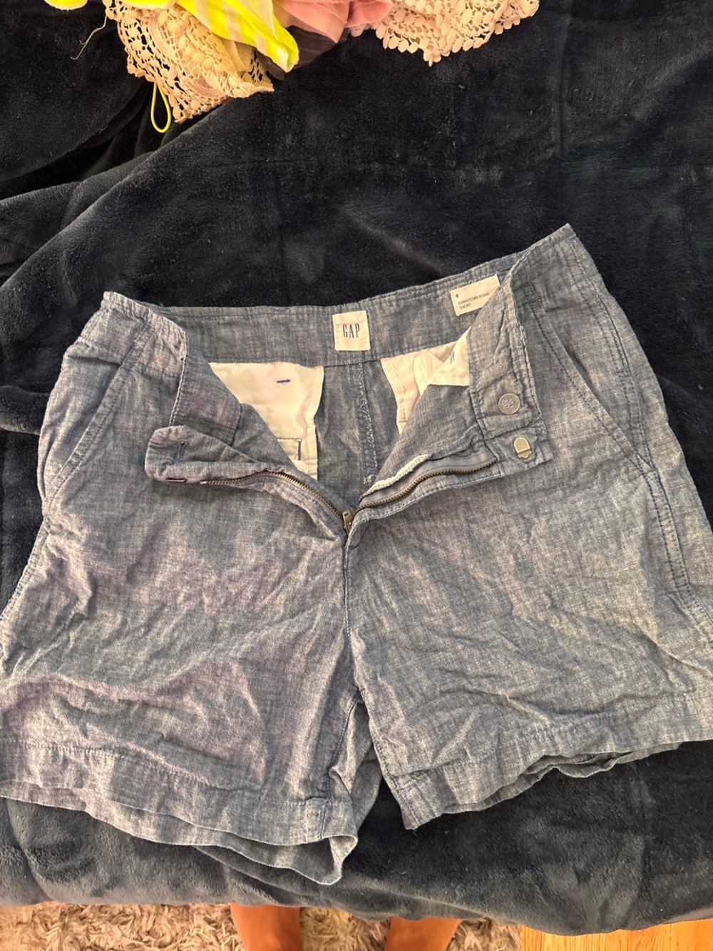 GAP Heathered Chambray Blue Shorts